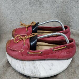 Keen Shoes Womens Size 10.5 Red Leather Catalina Loafer Boat Shoes
